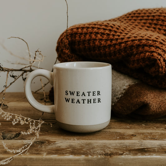 Sweater Weather - Cream Stoneware Coffee Mug - 14oz.