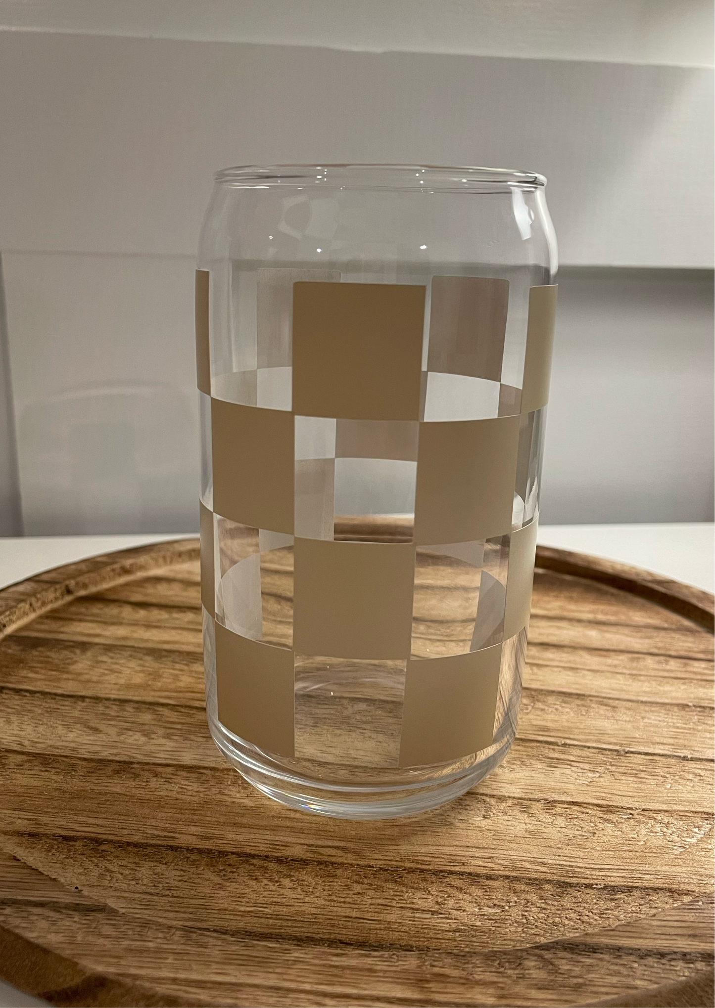 Checkered Nude 16oz Glass Cup