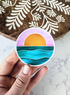 Teal Aesthetic Ocean Sunset Sticker